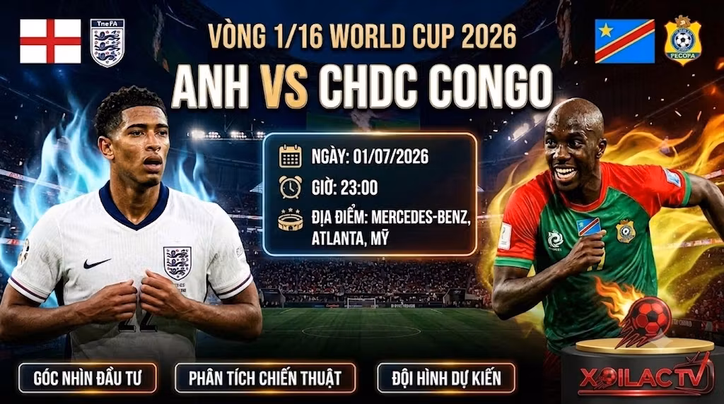 Nhận định Anh vs CHDC Congo (23h00, 01/07/2026): Tam Sư thị uy